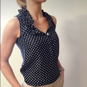 Silk J Crew sleeveless top size 14 blue polka dot